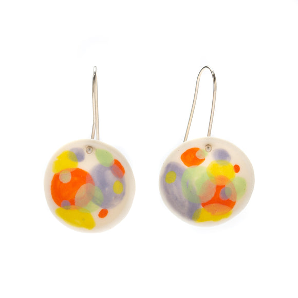 Porcelain Earrings with Multicolor Dots
