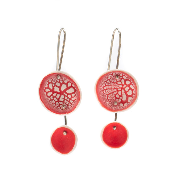 Duo Pod Dangles in Red and Crackle