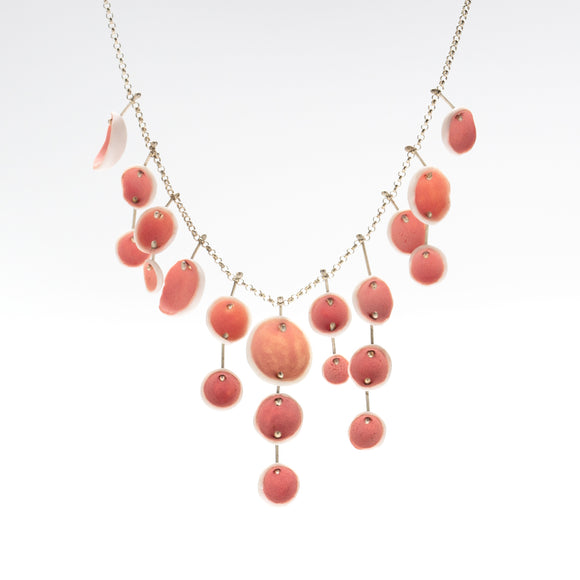 Asymmetric Pink and White Porcelain Necklace
