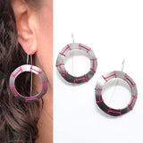 Magenta Blanket Stitched Earrings