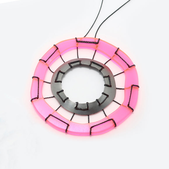 Pink Stitched Web Necklace
