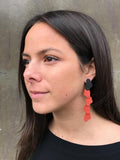 Cloud Earrings in Steel and Silicone sterling silver red