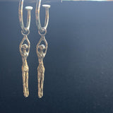 Diving Lady Brass Earrings