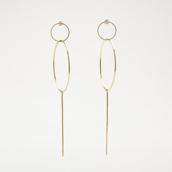 Double Circle and Stick Earrings