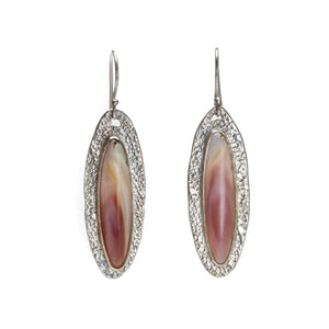 Long Oval Pink Shell Dangles