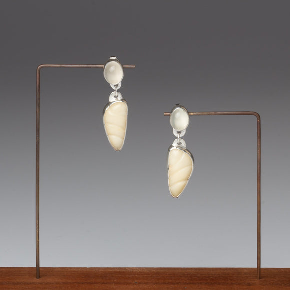 Moonstone and Tagua Nut earrings