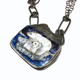 Statemeant2020polar bear necklace  glass enamel, fine silver, sterling silver
