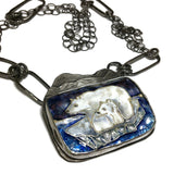 Statemeant2020polar bear necklace  glass enamel, fine silver, sterling silver