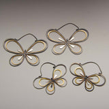 Dana Cassara - Yukata Jewelry Show Hopeful Butterfly Hoops silver and bass butterfly hoop earrings vintage Japanese cotton