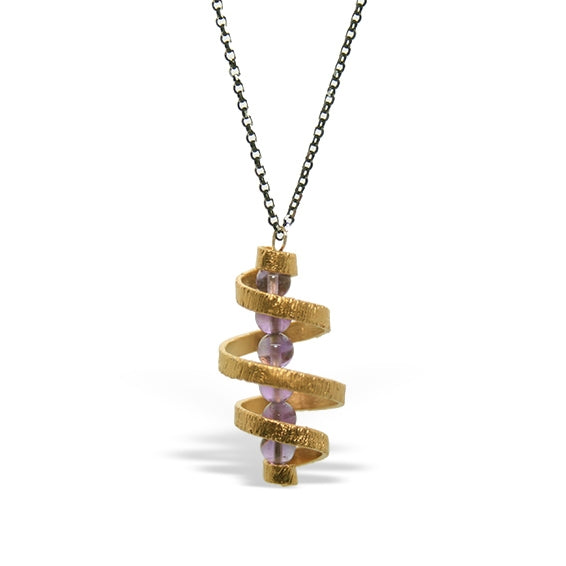 Gold Spiral Amethyst Necklace