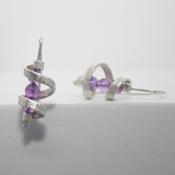 Petite Spiral Drop Earrings with Amethyst